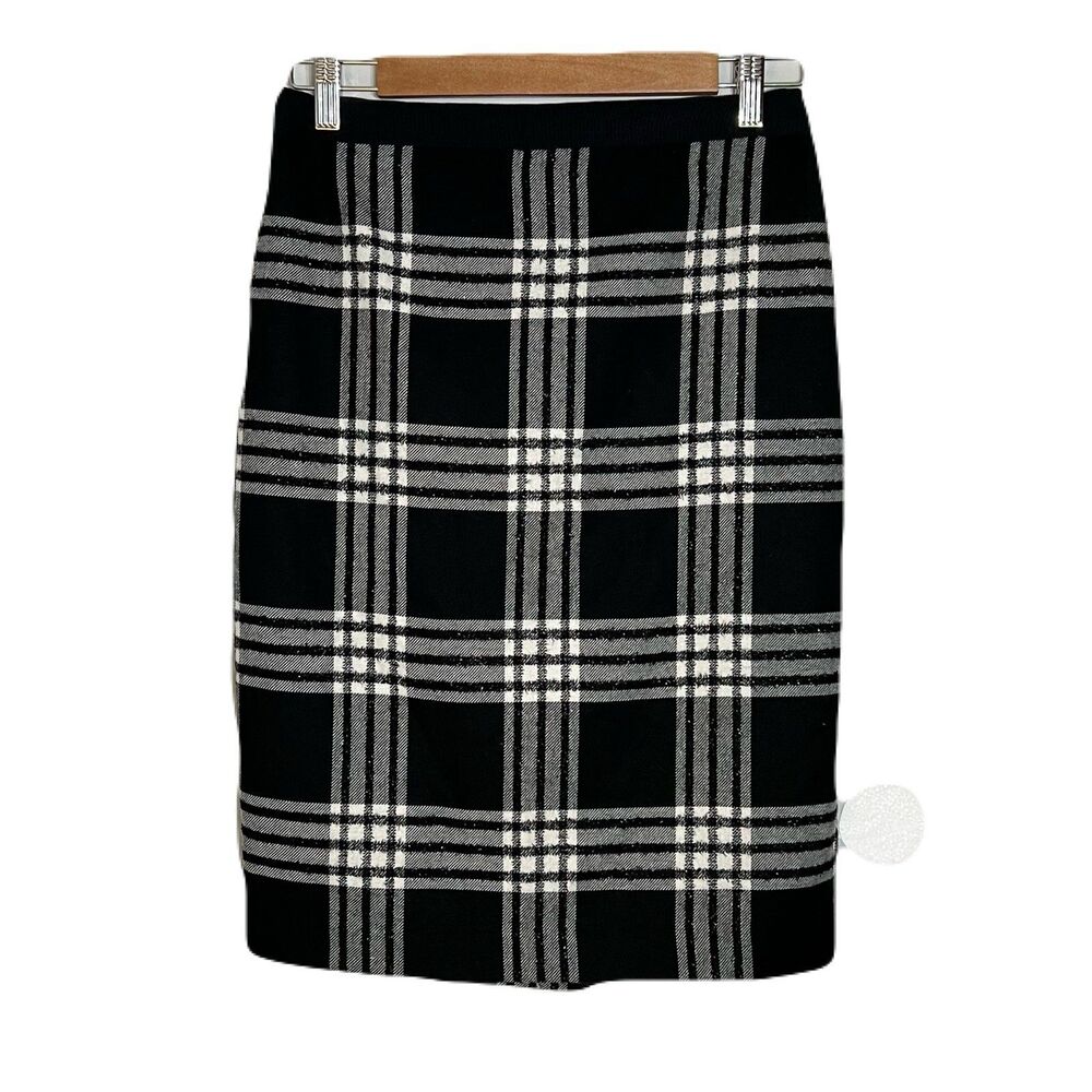 Talbots Women's Petite Black White Plaid Pencil Skirt‎ Size 4P Classic Corpcore